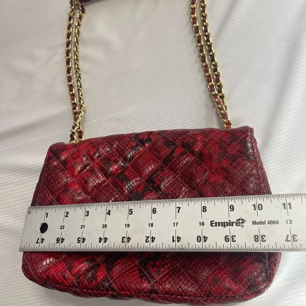 Michael Kors Sloan Red Leather Snakeskin Print Purse